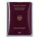 Ein deutscher Reisepass in burgunderrot mit goldener Schrift und dem Bundesadler.