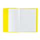 Ein offenes Notizbuch mit leeren, linierten Seiten und einem gelben Umschlag.