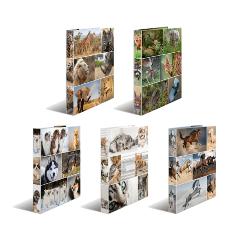 Eine Collage mit verschiedenen Tieren, darunter Löwen, Giraffen, Füchse, Hunde und Katzen, in mehreren Anordnungen.