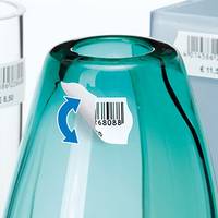 Étiquette amovible sur vase en verre