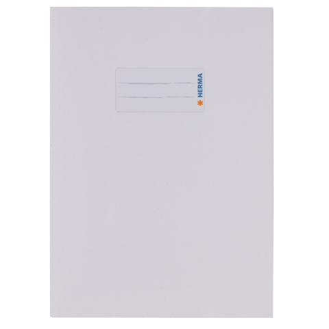 Weißes Blatt Papier mit einem kleinen, blauen Aufkleber, der das Wort "HERMA" zeigt, und einem leeren Adressfeld.