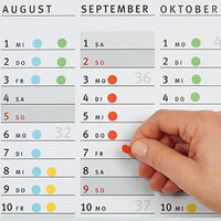 Points de marquage colorés dans le calendrier des vacances