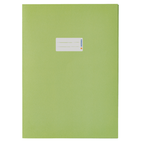 Grünes Ordnersystem mit einem weißen Etikett auf der Vorderseite, das Platz für Beschriftungen bietet.