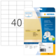 Transparente Etikettenpackung von Herma mit 40 Etiketten, inklusive Anweisungen zur Verwendung und Softwarehinweis.