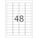 Ein Blatt mit 48 leeren Etiketten, angeordnet in einem Raster von mehreren Reihen und Spalten. Die Zahl 48 ist groß in der Mitte hervorgehoben.