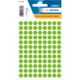 Grüne runde Etiketten auf einem Bogen, insgesamt 540 Stück, mit einem Durchmesser von 8 mm. Verpackung von Herma.
