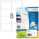 Etikettenbogen aus Recyclingpapier mit acht Etiketten, verpackt von Herma. Enthält Informationen zur Software und Verwendung.