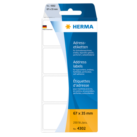 Adressetiketten von HERMA, 67 x 35 mm, 250 Stück, geeignet für Drucker und zum Beschriften.