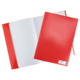Rote Ordner mit einem leeren und einem karierten Blatt. Der Ordner ist glänzend und hat eine klare Struktur.