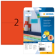 Rote Etiketten mit der Nummer 2, verpackt in einer transparenten Hülle. Hersteller: Herma, Artikelnummer 4487.