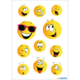 Une collection d'émojis jaunes avec différentes expressions faciales, y compris le sourire, le salut, la tristesse et la surprise.