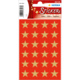 Rote Sticker mit goldenen Sternen in einem 4x5-Raster, verpackt unter der Marke Herma.
