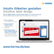 Intuitives Design für Etiketten mit dem HERMA Etiketten Assistent Online. Keine Installation erforderlich, schnelle Online-Erstellung und große Auswahl an Vorlagen.