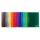 Bunte Klarsichthüllen in verschiedenen Farben, angeordnet von links nach rechts, einschließlich Schwarz, Grau, Rot, Gelb, Grün und Blau.