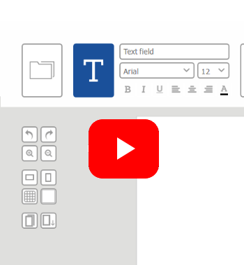 Un champ de texte avec des options de police et de mise en forme, à côté d'un symbole YouTube rouge.