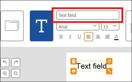 Zone de texte avec des options de sélection pour la police, la taille et le formatage dans un éditeur d'interface graphique.